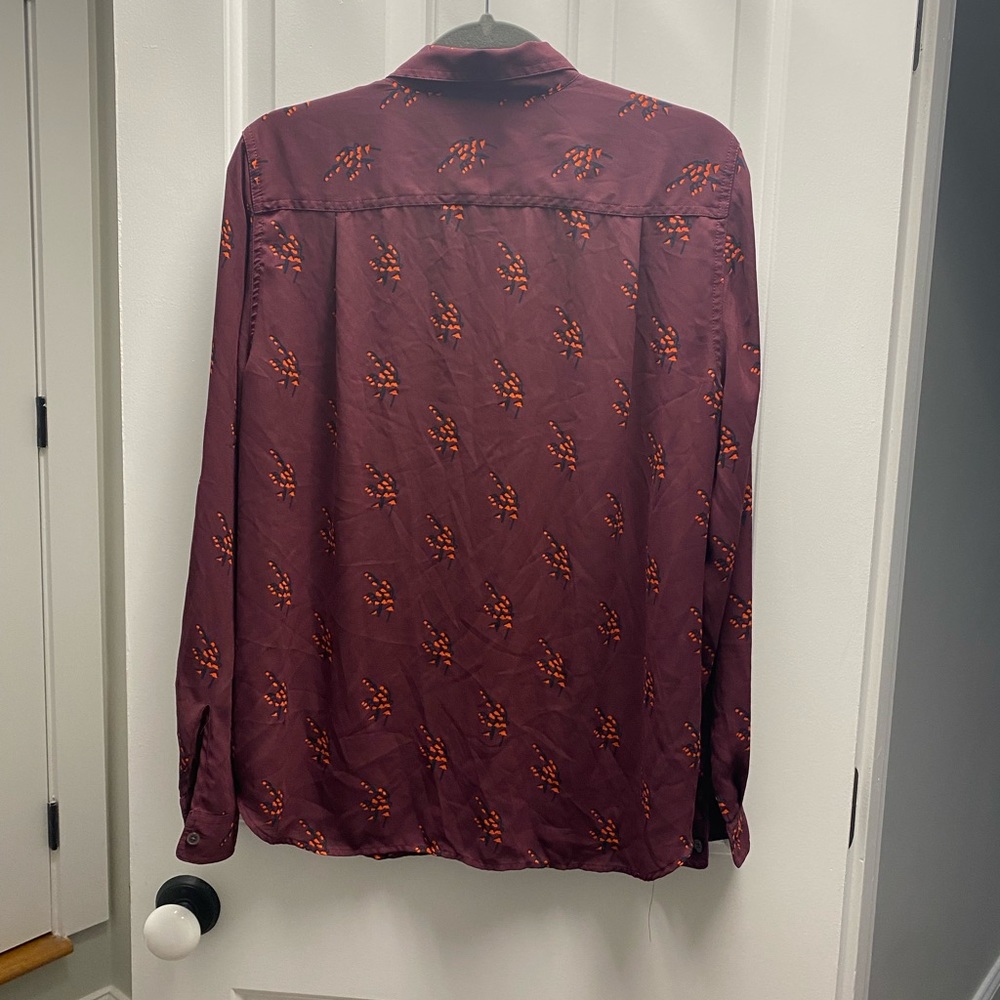 Loft Maroon Button Down Shirt Large - image 2